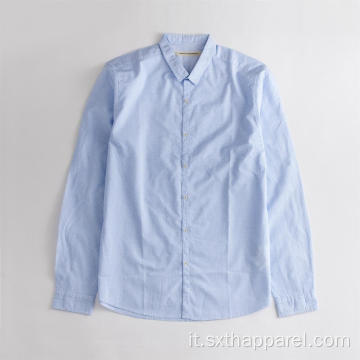 Camicia casual da uomo a maniche lunghe a quadri blu